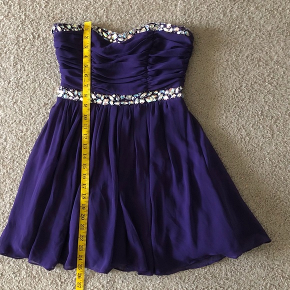 Windsor sequins Rhinestones strapless Purple dress size 7 - Picture 8 of 15